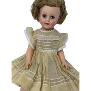 Vintage SHIRLEY TEMPLE Doll Ideal ST-15-N Vinyl Yellow Dress Sleepy Eyes 15 in